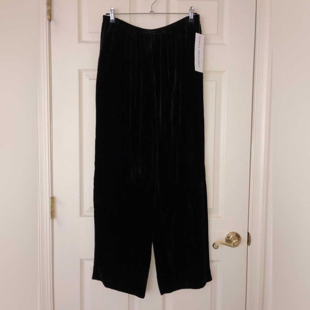 NWT Chaus Velvet Trousers Black Rayon/Silk Blend Size 12 - Picture 2 of 7